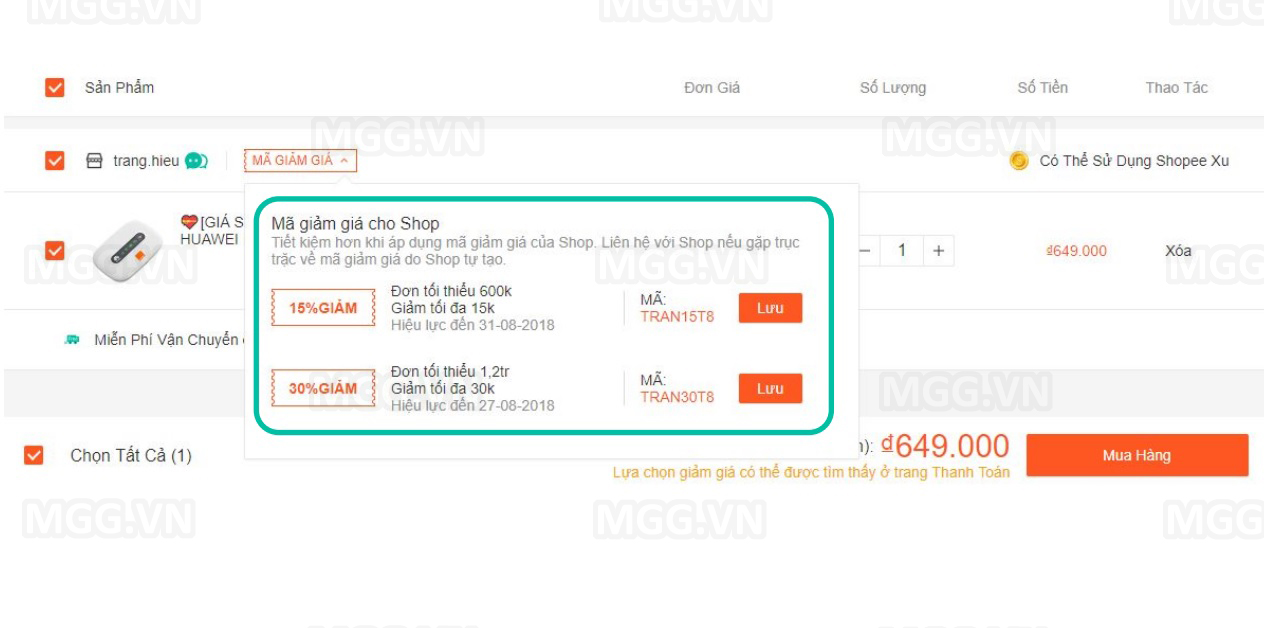 Các bước thiết lập mã giảm giá cho sản phẩm trên Shopee