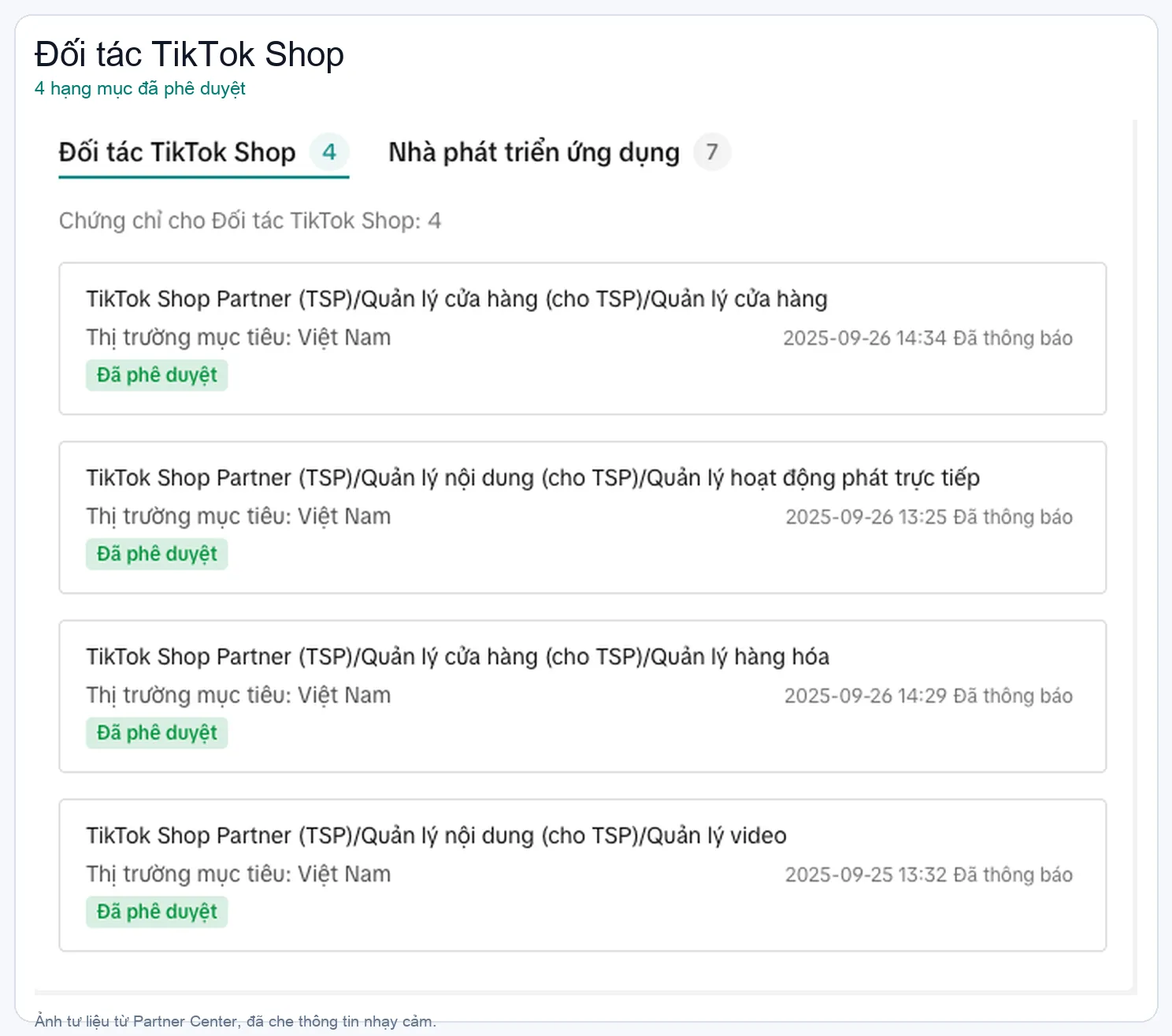 Các nhóm phê duyệt TikTok Shop Partner của Height Media