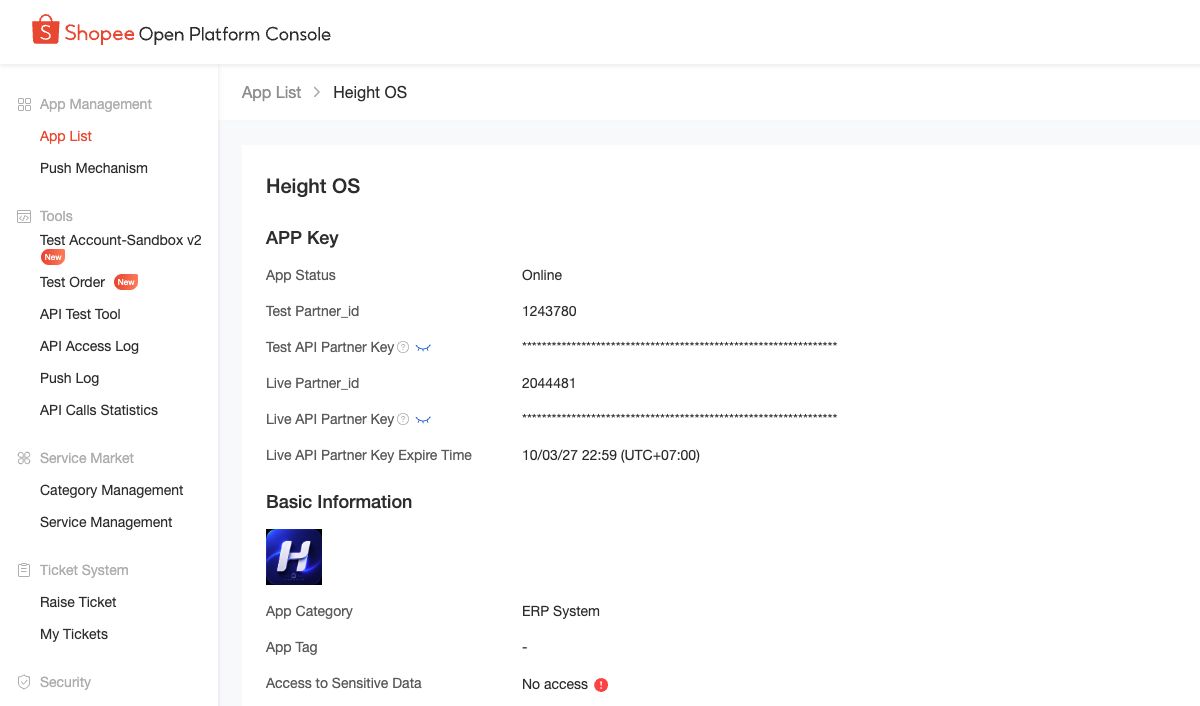 Height OS Online trên Shopee Open Platform, ảnh chụp ngày 14/09/2026